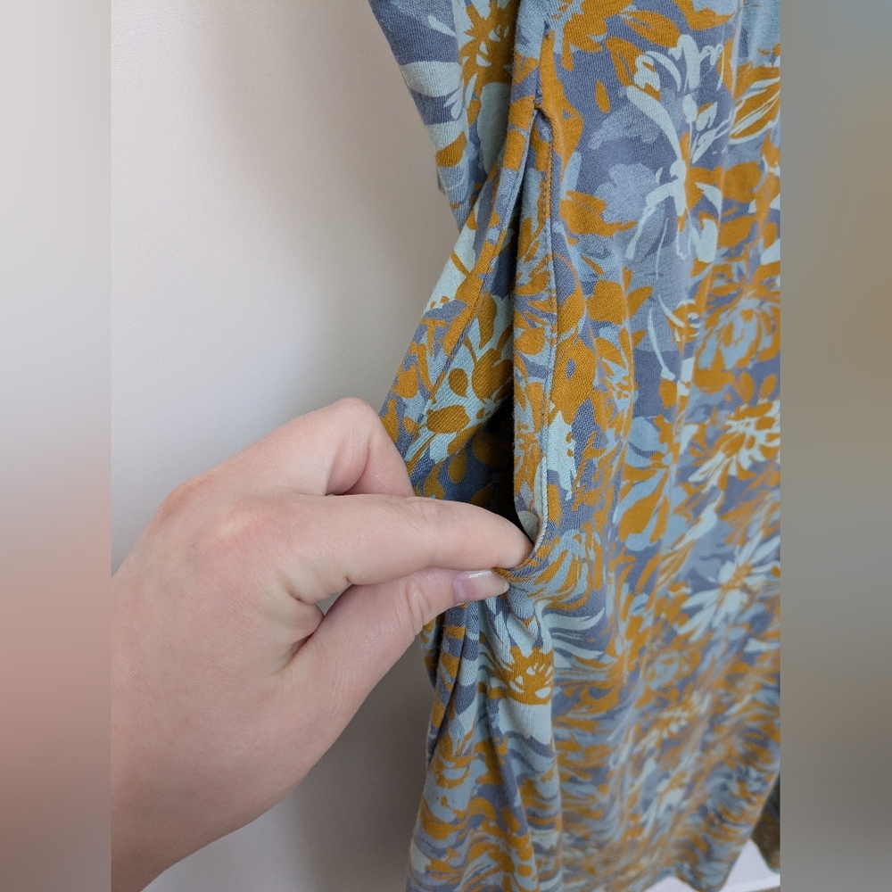 Pact Floral Scoop-Neck Midi Dress in Blue and Mustard - Picture 6 of 12